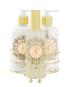Shelley Kyle Tiramani Three piece caddy with Lotion, Liquid Hand Soap and Room Atomizer