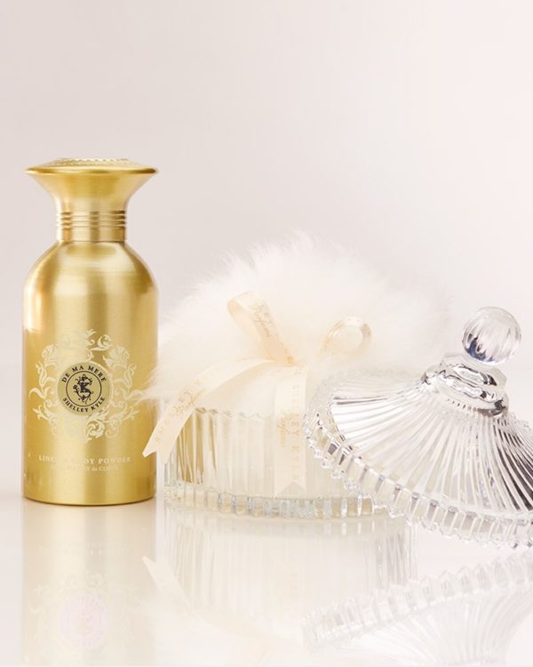 Shelley Kyle De Ma Mere Body and Linen Powder Talc Free Gift Set with Large Puff and Crystal Dish