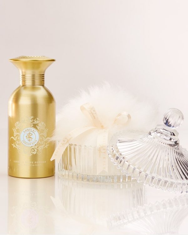 Shelley Kyle Lorelei Body and Linen Powder Talc Free Gift Set with Large Puff and Crystal Dish